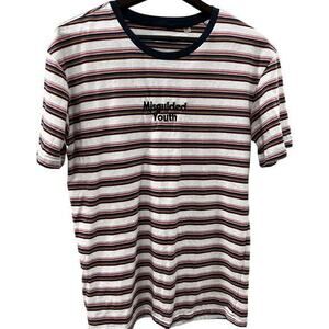 PACSUN embroidered “Misguided Youth” striped ringer tee NWOT Sz M